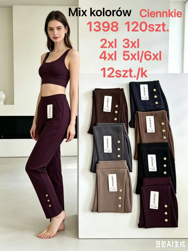 Spodnie damskie Roz 2XL-6XL, Mix Kolor Paczka 12 szt 1